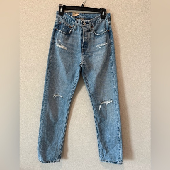 Levi's Light Blue Distressed Slim Jeans - Picture 2 of 8